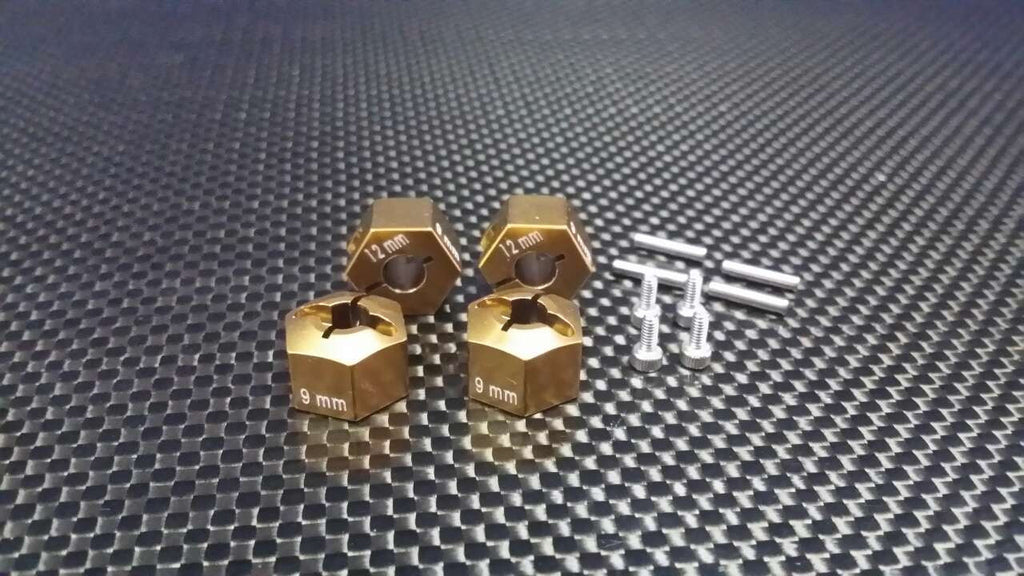 Axial EXO, SCX10 & Wraith Aluminum Hex Adapter (12mmx9mm) - 4Pcs Set Golden Black