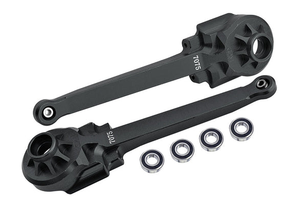 Aluminum 7075 Rear Suspension Arms (Larger Inner Bearings) For Tamiya 1:10 R/C 58719 BBX BB-01 Chassis - Black