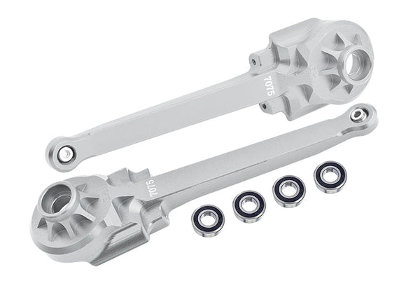 Aluminum 7075 Rear Suspension Arms (Larger Inner Bearings) For Tamiya 1:10 R/C 58719 BBX BB-01 Chassis - Silver