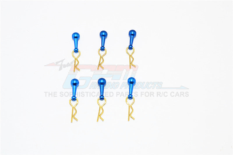 Body Clips + Aluminum Mount For 1/18 To 1/10 Models - 6Pcs Set Blue