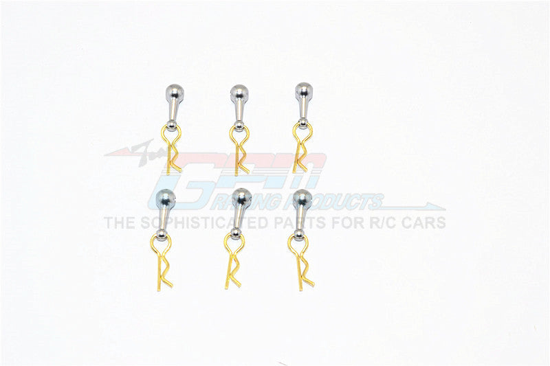 Body Clips + Aluminum Mount For 1/18 To 1/10 Models - 6Pcs Set Gray Silver