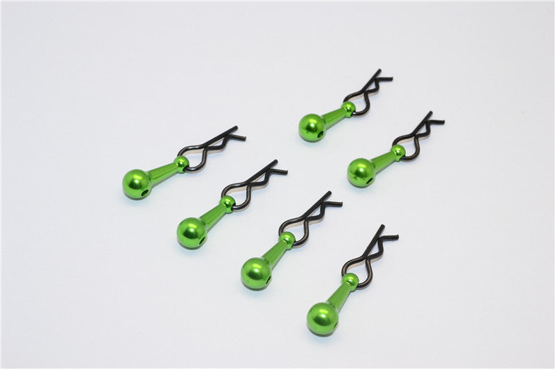 Body Clips + Aluminum Mount For 1/18 To 1/10 Models - 6Pcs Set Green
