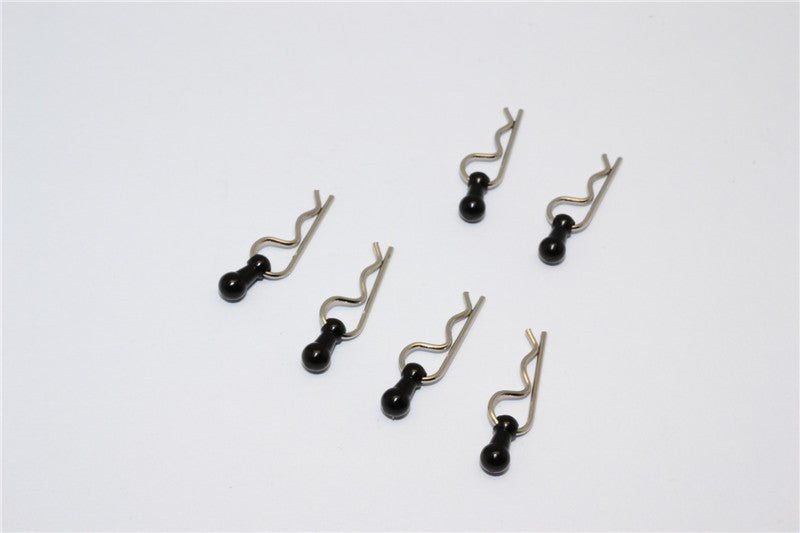 Body Clips + Aluminum Mount For 1/36 To 1/16 Models - 6Pcs Set Black