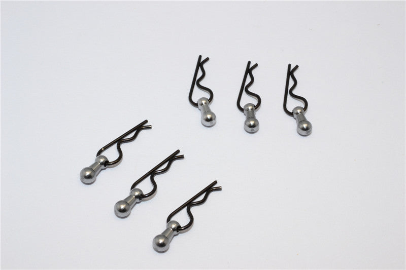 Body Clips + Aluminum Mount For 1/36 To 1/16 Models - 6Pcs Set Gray Silver