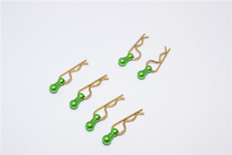 Body Clips + Aluminum Mount For 1/36 To 1/16 Models - 6Pcs Set Green
