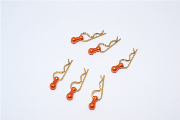 Body Clips + Aluminum Mount For 1/36 To 1/16 Models - 6Pcs Set Orange