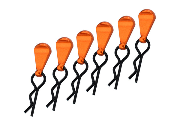 Body Clips + Aluminum Mount For 1/10 To 1/18 Models - 6Pcs Set Orange