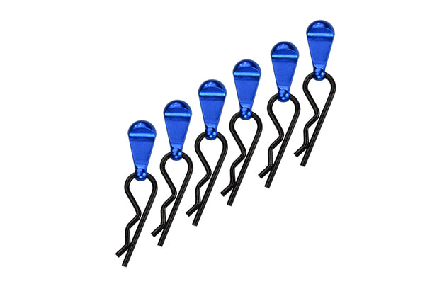 Body Clips + Aluminum Mount For 1/5 To 1/8 Models - 6Pcs Set Blue