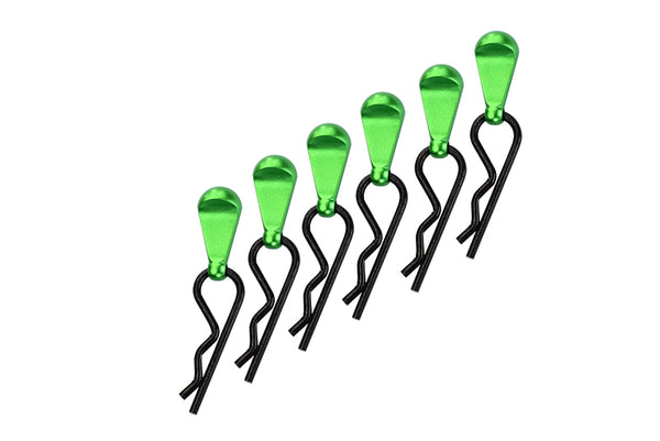 Body Clips + Aluminum Mount For 1/5 To 1/8 Models - 6Pcs Set Green
