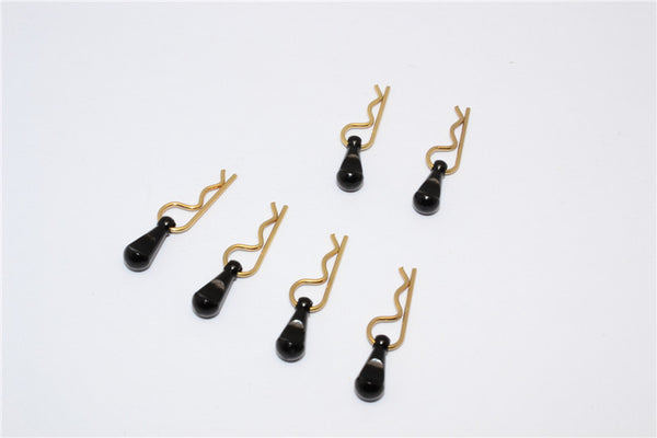 Body Clips + Aluminum Mount For 1/36 To 1/16 Models - 6Pcs Set Black