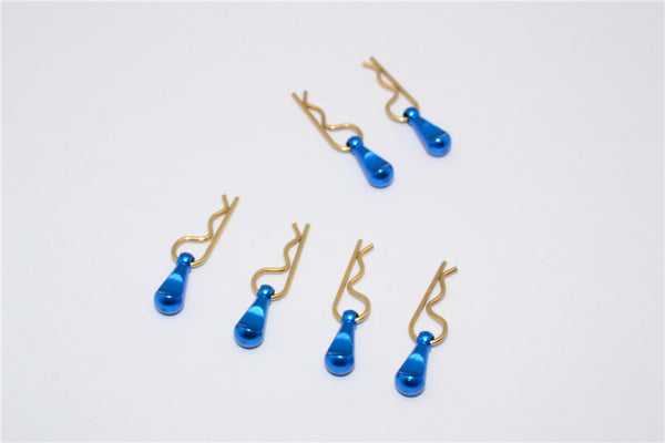 Body Clips + Aluminum Mount For 1/36 To 1/16 Models - 6Pcs Set Blue