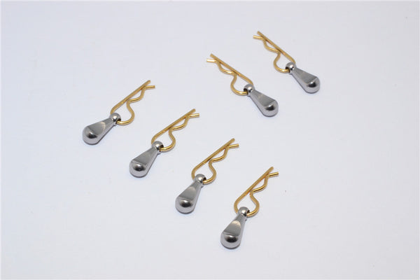 Body Clips + Aluminum Mount For 1/36 To 1/16 Models - 6Pcs Set Gray Silver