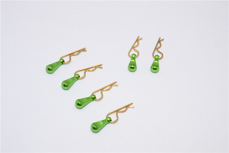 Body Clips + Aluminum Mount For 1/36 To 1/16 Models - 6Pcs Set Green