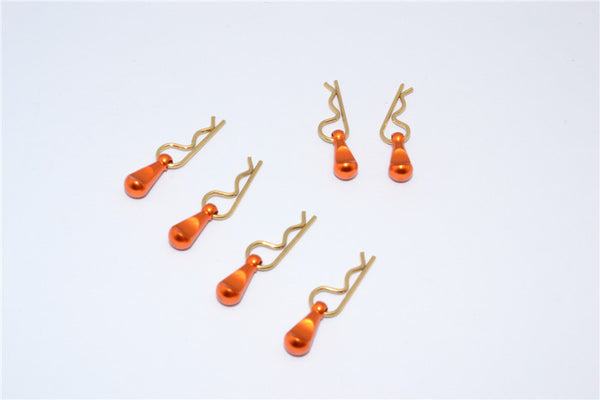 Body Clips + Aluminum Mount For 1/36 To 1/16 Models - 6Pcs Set Orange