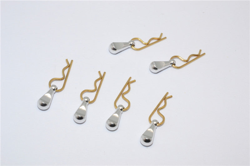 Body Clips + Aluminum Mount For 1/36 To 1/16 Models - 6Pcs Set Silver