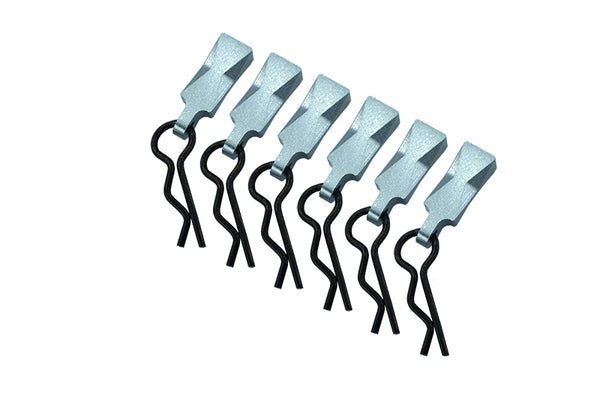 Body Clips + Aluminum Mount For 1/10 To 1/8 Models - 6Pcs Set Gray Silver