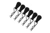 Body Clips + Silicone Mount For 1/5 To 1/8 RC Cars - 6Pc Set Black