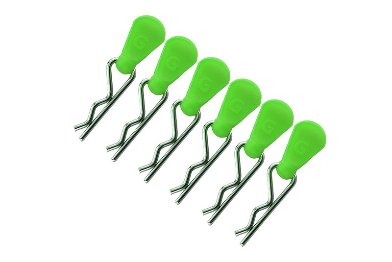 Body Clips + Silicone Mount For 1/5 To 1/8 RC Cars - 6Pc Set Green