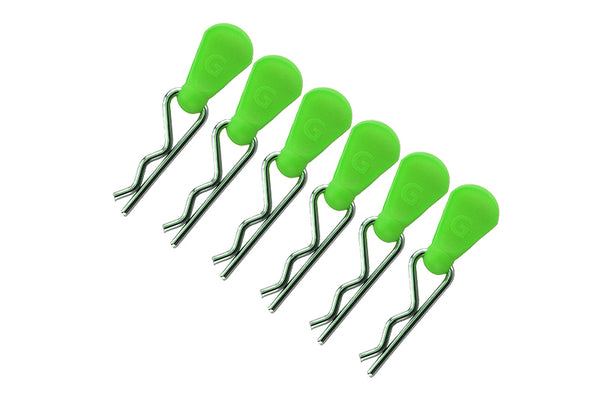 Body Clips + Silicone Mount For 1/5 To 1/8 RC Cars - 6Pc Set Green
