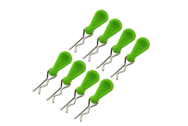 Body Clips + Silicone Mount For 1/10 RC Cars - 8Pc Set Green