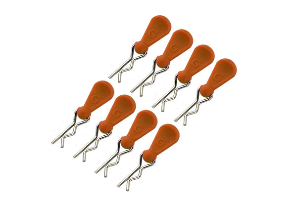 Body Clips + Silicone Mount For 1/10 RC Cars - 8Pc Set Orange
