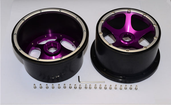HPI Baja 5B RTR, 5B SS, 5T Nylon Rear Rims Frame With Aluminum 5 Star Beadlock - 1Pr Set Purple
