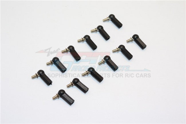 Nylon Ball Links With 3.9X2.5X4mm Balls (11mm Long) For 1/14-1/18 Scale 2.6mm Clockwise And Anticlockwise Turnbuckle - 12Pcs Set Black
