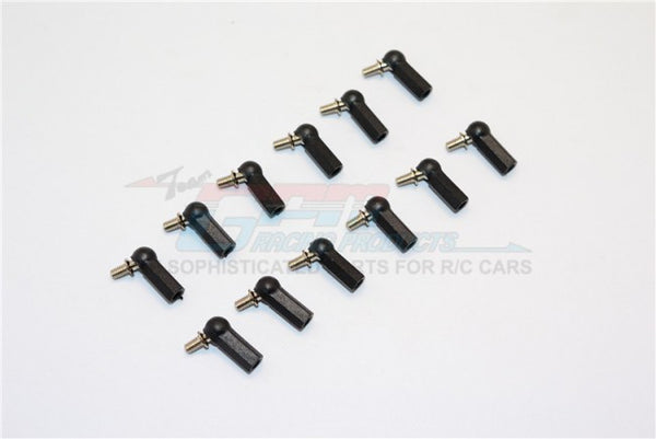 Nylon Ball Links With 3.9X2.5X4mm Balls (11mm Long) For 1/14-1/18 Scale 2.6mm Clockwise And Anticlockwise Turnbuckle - 12Pcs Set Black