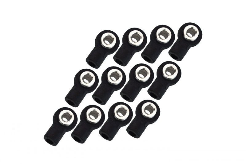 Nylon Ball Links With 5.8X3X6mm Balls (10mm Long) For 1/14-1/18 Scale 3mm Clockwise And Anticlockwise Turnbuckle  - 12Pcs Set Black