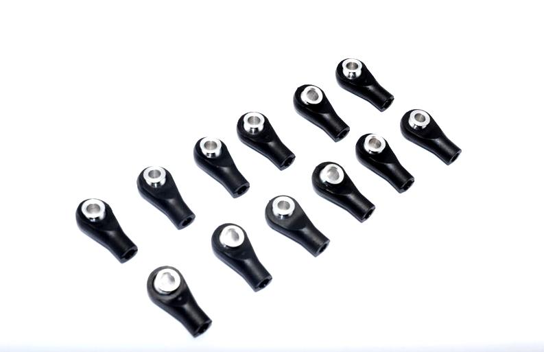 Nylon Ball Links With 5.8X3X6mm Balls (12.5mm Long) For 1/10-1/18 Scale 3mm Clockwise And Anticlockwise Turnbuckles - 12Pcs Set Black