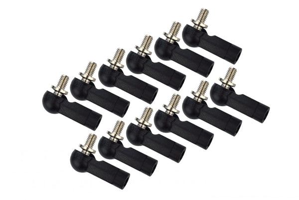 Nylon Ball Links With 4.8X3X4.5mm Balls (14.5mm Long) For 1/14-1/18 Scale 3mm Clockwise And Anticlockwise Turnbuckle - 12Pcs Set Black