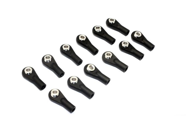 Nylon Ball Links With 5.8X3X6mm Balls (16mm Long) For 1/10-1/18 Scale 3mm Clockwise And Anticlockwise Turnbuckles - 12Pcs Set Black