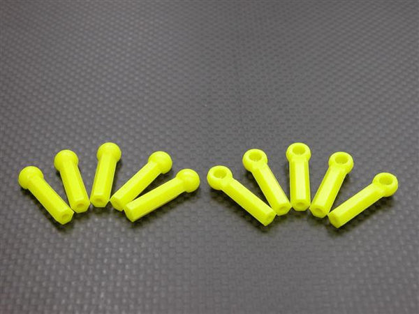 Nylon Extend Long Length 4.3mm 1/2 Sphere Hexagonal Ball Links For 3mm Thread & 2.5mm Thread Hole - 10Pcs