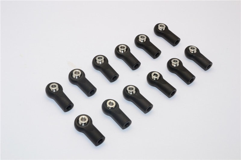 Nylon Ball Links With 6.8X3X7.4mm Balls (16mm Long) For 1/10 Scale 4mm Clockwise And Anticlockwise Turnbuckle - 12Pcs Set Black