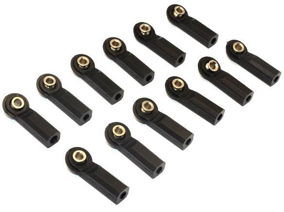 Nylon Ball Links With 5.8X3X7.4mm Balls (22mm Long) For 1/10 Scale 4mm Clockwise And Anticlockwise Turnbuckles - 12Pc Set Black