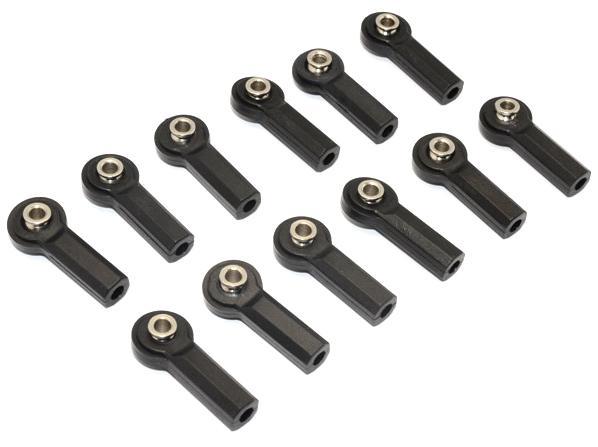 Nylon Ball Links With 5.8X3X7.4mm Balls (22mm Long) For 1/10 Scale 4mm Clockwise And Anticlockwise Turnbuckles - 12Pc Set Black