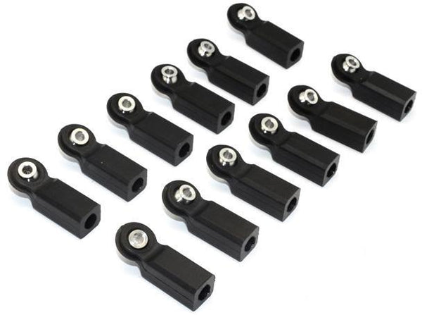 Nylon Ball Links With 6.8X3X7mm Balls (22mm Long) For 1/8 Scale 5mm Clockwise And Anticlockwise Turnbuckles - 12Pcs Set Black