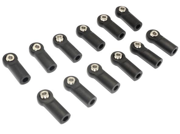 Nylon Ball Links With 6.8X3X7mm Balls (22mm Long) For 1/8-1/10 Scale 5mm Clockwise And Anticlockwise Turnbuckles - 12Pc Set Black