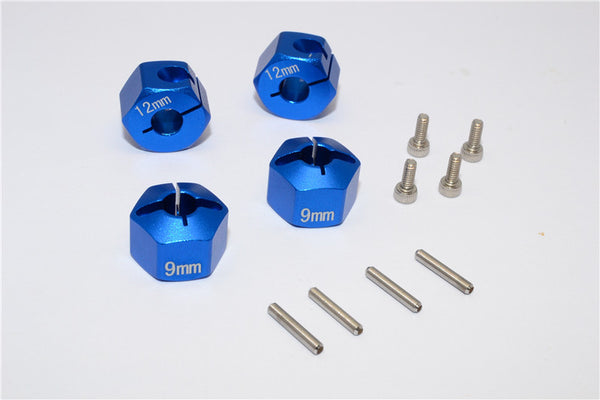 HPI Bullet 3.0 Nitro & Bullet Flux Aluminum Hex Adapter 12mm Diameter With 9mm Thickness - 4 Pcs Set Blue