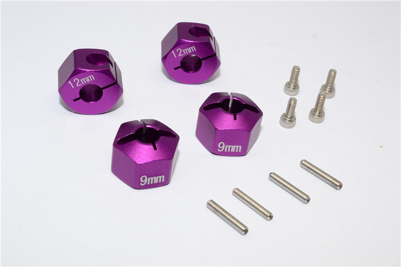 HPI Bullet 3.0 Nitro & Bullet Flux Aluminum Hex Adapter 12mm Diameter With 9mm Thickness For GPM Optional EXO Wheels EX0503FR & EX1003FR - 4Pcs Set Purple