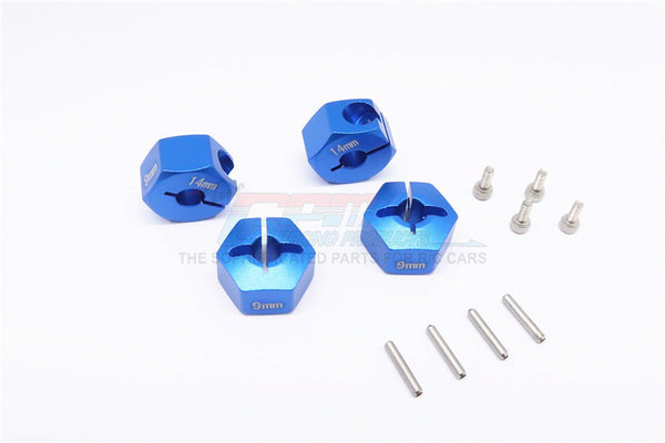 HPI Bullet 3.0 Nitro & Bullet Flux Aluminum Hex Adapter 14mm Diameter With 9mm Thickness - 4 Pcs Set Blue