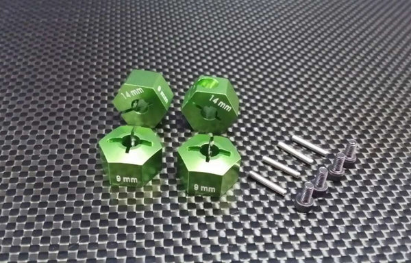 HPI Bullet 3.0 Nitro & Bullet Flux Aluminum Hex Adapter 14mm Diameter With 9mm Thickness - 4 Pcs Set Green