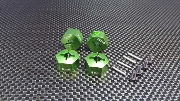 HPI Bullet 3.0 Nitro & Bullet Flux Aluminum Hex Adapter 14mm Diameter With 9mm Thickness - 4 Pcs Set Green