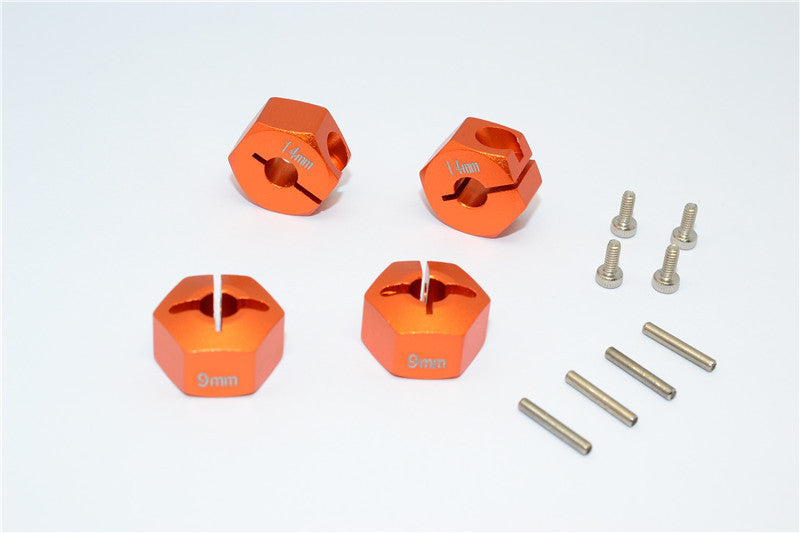 HPI Bullet 3.0 Nitro & Bullet Flux Aluminum Hex Adapter 14mm Diameter With 9mm Thickness - 4 Pcs Set Orange