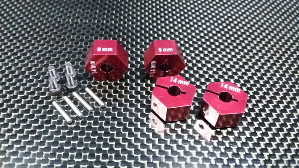 HPI Bullet 3.0 Nitro & Bullet Flux Aluminum Hex Adapter 14mm Diameter With 9mm Thickness - 4 Pcs Set Red