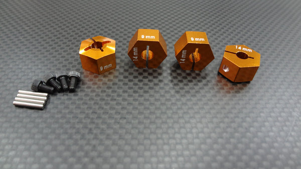 HPI Bullet 3.0 Nitro & Bullet Flux Aluminum Hex Adapter 14mm Diameter With 9mm Thickness - 4 Pcs Set Gold