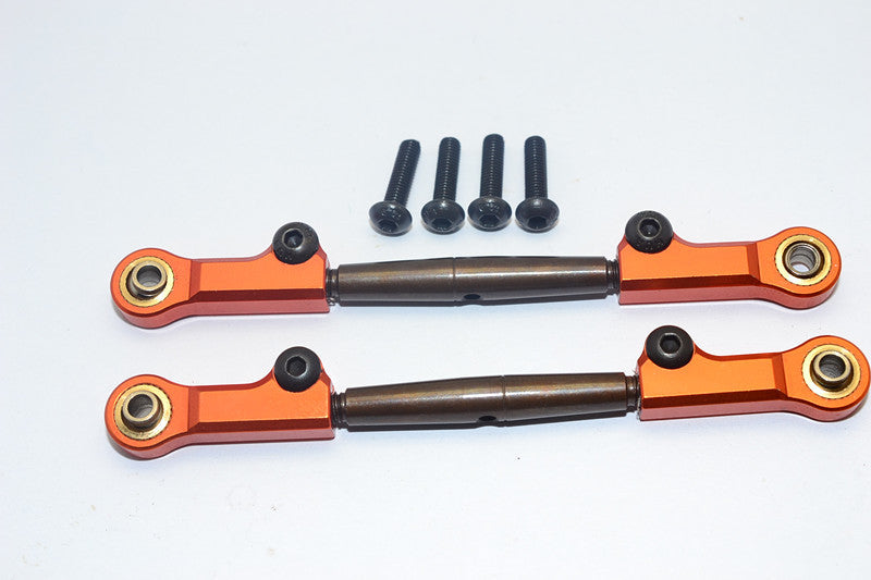 HPI Bullet Nitro 3.0 Spring Steel Front Adjustable Tie Rod With Aluminum Ends (4mm Anti Cross-Thread, To Extend 73mm-80mm) - 1Pr Set Orange