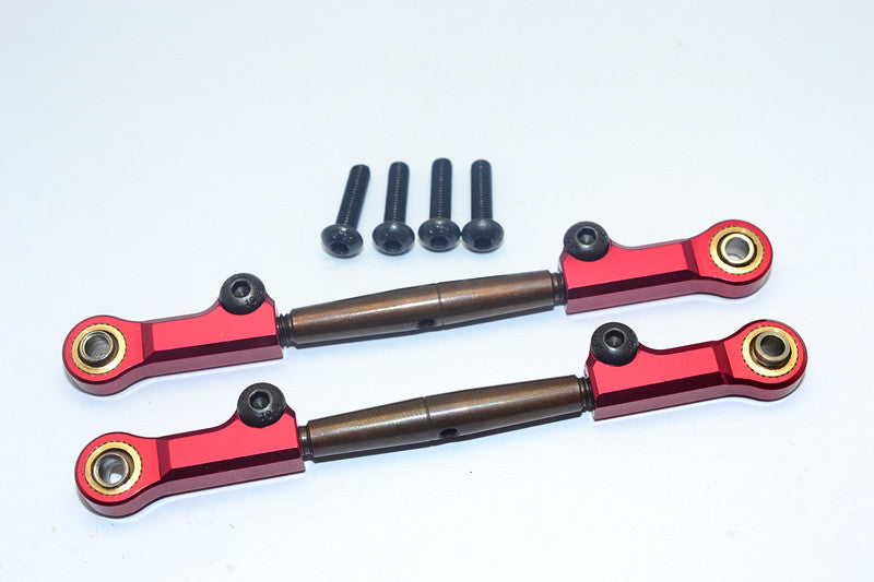 HPI Bullet Nitro 3.0 Spring Steel Front Adjustable Tie Rod With Aluminum Ends (4mm Anti Cross-Thread, To Extend 73mm-80mm) - 1Pr Set Red