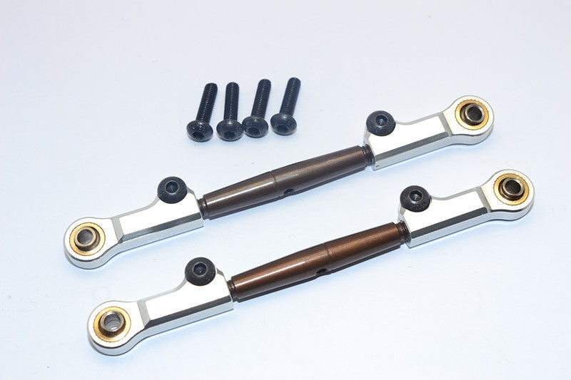 HPI Bullet Nitro 3.0 Spring Steel Front Adjustable Tie Rod With Aluminum Ends (4mm Anti Cross-Thread, To Extend 73mm-80mm) - 1Pr Set Silver