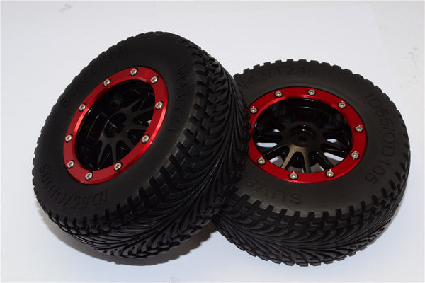 HPI Bullet Nitro 3.0 Rubber Rear Tires With Nylon Rims Frame & Aluminum 10 Poles Beadlock Rims & 12X9mm Drive Adapters - 1Pr Set Black